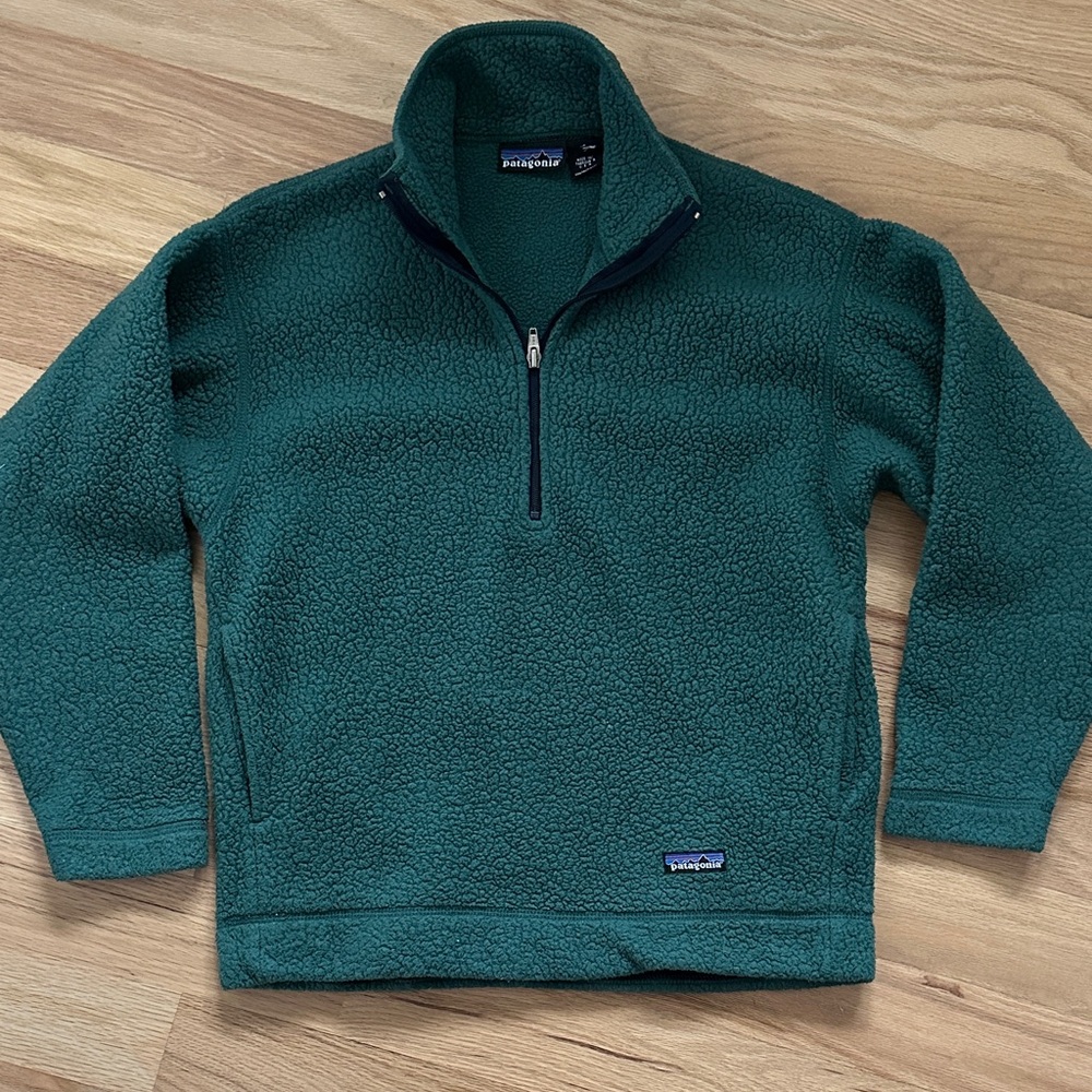 Patagonia vintage 1/2 zip pullover green fleece jacket size XS